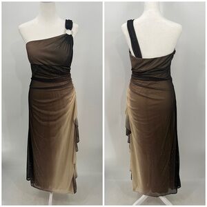 Blonde Nites vintage Y2K fairy brown tan ruched midi dress